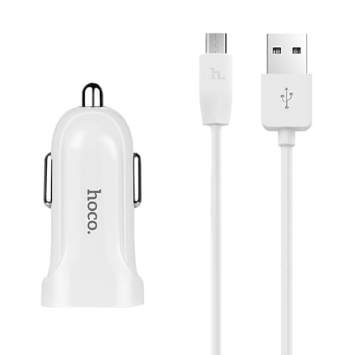 HOCO c12 stenski adapter + lightning usb kabel bel