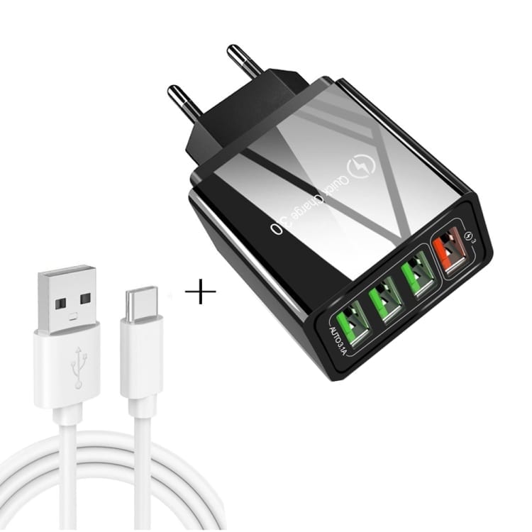2v1 komplet za polnjenje – adapter za polnjenje 30W + USB-C kabel 3A – Črn