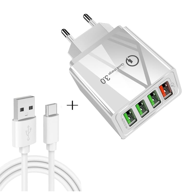 2v1 komplet za polnjenje – adapter za polnjenje 30W + USB-C kabel 3A – Bel