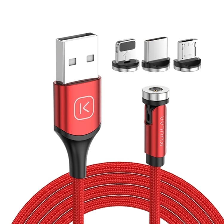 Magnetni kabel Kuulaa FastCharge s priloženimi nastavki – Rdeč