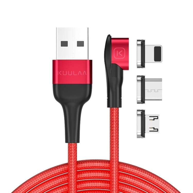 Magnetni kabel Kuulaa MegaBoost s priloženimi nastavki – rdeč
