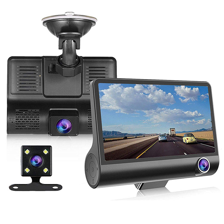 HD Avto kamera s 4 palčnim zaslonom in vzvratno kamero DashCam