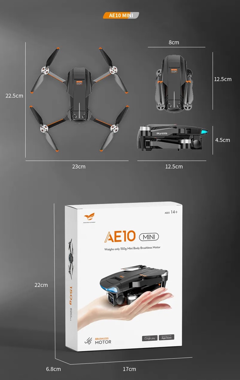 AE10 Mini dron z dvema kamerama in GPS pozicioniranjem