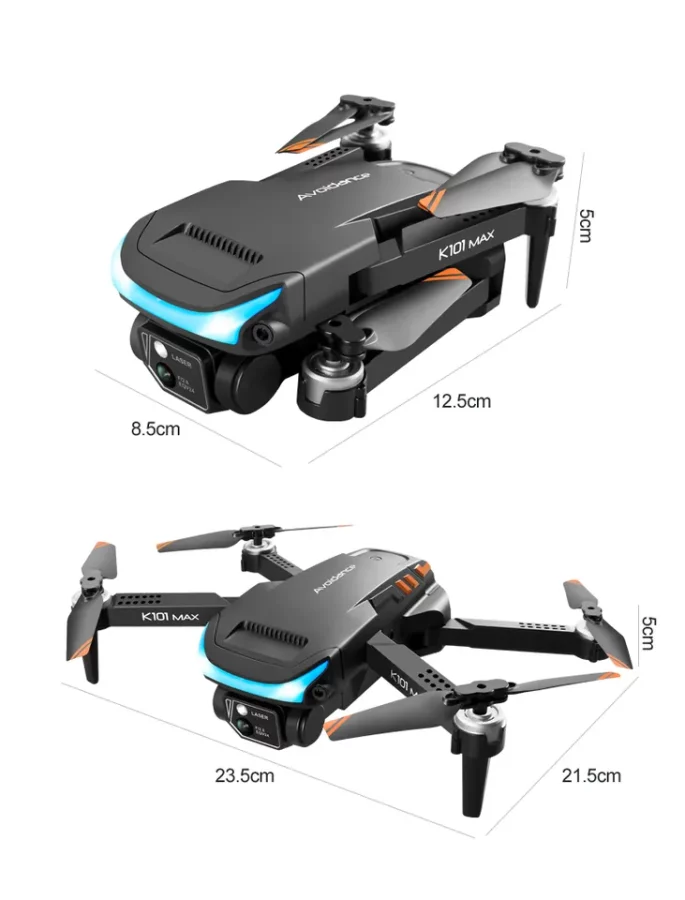 Zložljiv dron s kamero in sistemom za izogibanje oviram 4K K101 Max Siv + 2 dodatni bateriji