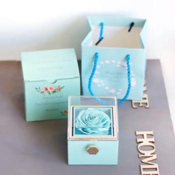 Romantična darilna škatlica za nakit z vrtljivim delom WonderRose, Turkizna