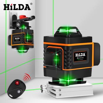HILDA 4D gradbeni laserski nivelir, 16 linijski zeleni s samodejnim uravnavanjem, akumulatorski, 2x baterija, LS083