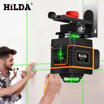 HILDA 4D gradbeni laserski nivelir, 16 linijski zeleni s samodejnim uravnavanjem, akumulatorski, 2x baterija, LS083