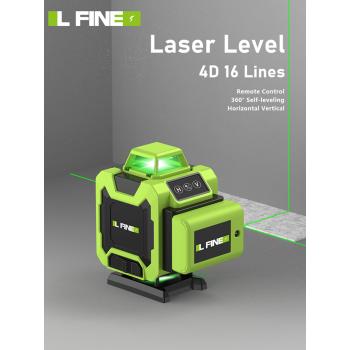 LFINE 4D gradbeni laserski nivelir, 16 linijski zeleni s samodejnim uravnavanjem, akumulatorski, 2x baterija, kovček