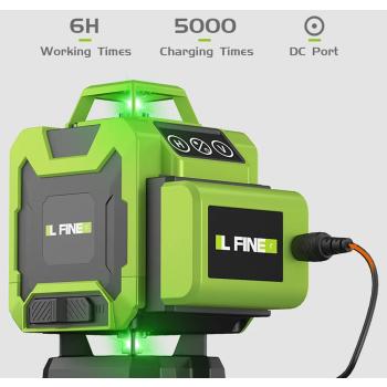 LFINE 4D gradbeni laserski nivelir, 16 linijski zeleni s samodejnim uravnavanjem, akumulatorski, 2x baterija, kovček