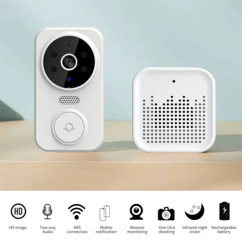 M12 Brezžični pametni hišni zvonec s kamero, Dvosmerna komunikacija, WIFI, Brezplačna aplikacija, Bel