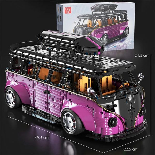 TGL T5022B vijoličen bus, kocke za sestavljanje, motoriziran pogon, velik model 1:8, 3299-delni